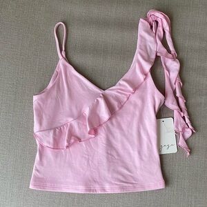 Light Pink One-Shoulder Ruffle Camisole